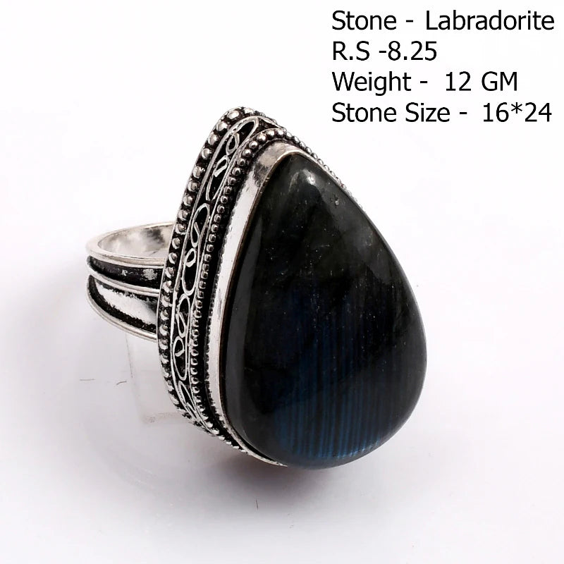 Genuine  Labradorite  Ring  Women Jewelry gift