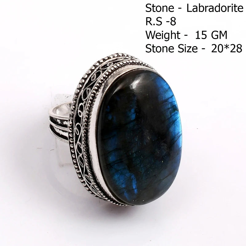 Genuine  Labradorite  Ring  Women Jewelry gift