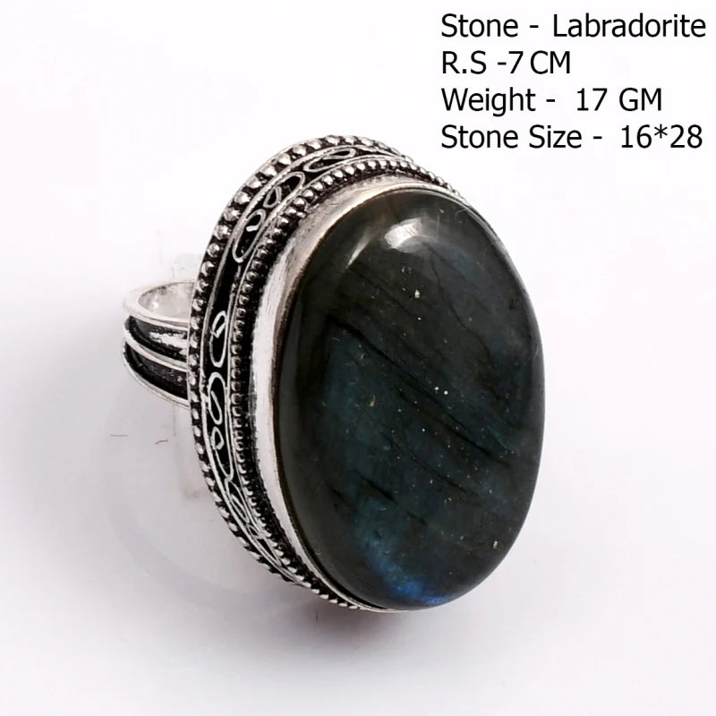 Genuine  Labradorite  Ring  Women Jewelry gift