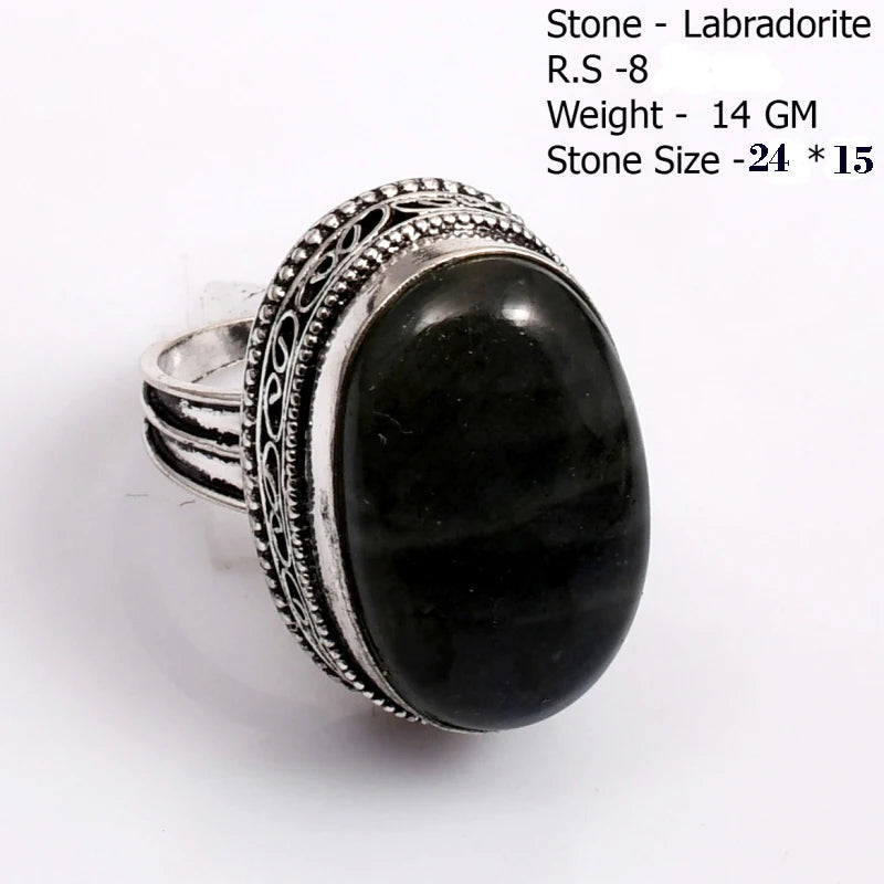 Genuine  Labradorite  Ring  Women Jewelry gift