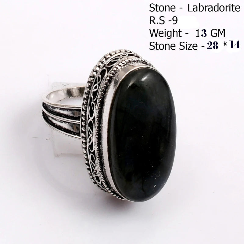 Genuine  Labradorite  Ring  Women Jewelry gift