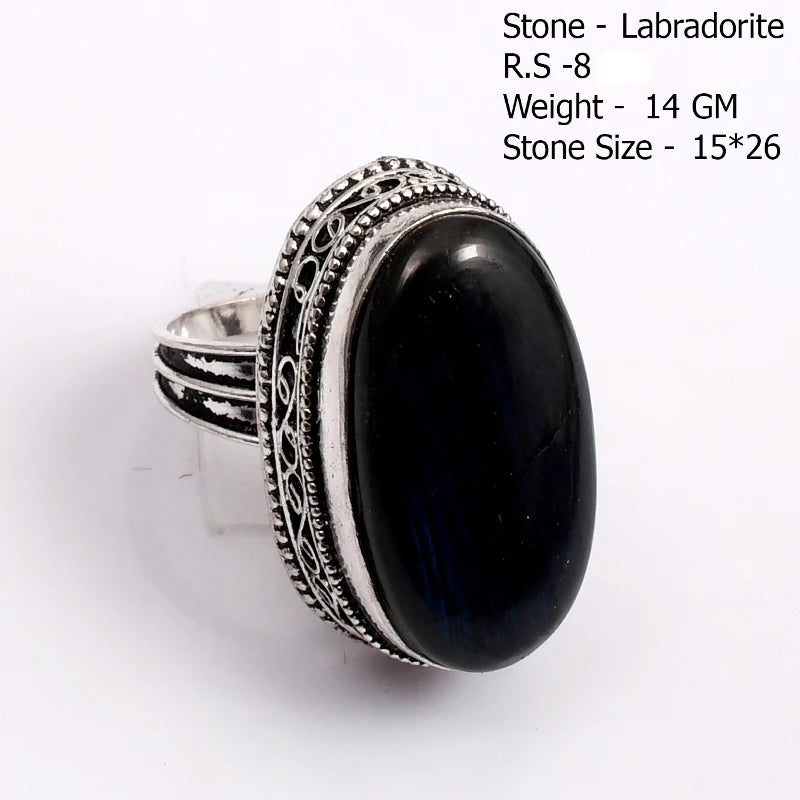Genuine  Labradorite  Ring  Women Jewelry gift