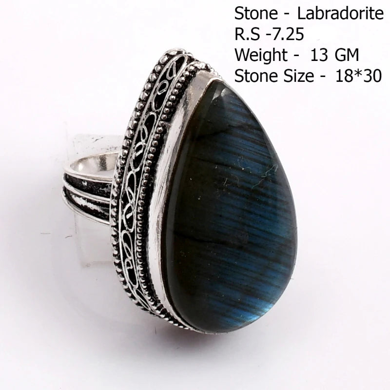 Genuine  Labradorite  Ring  Women Jewelry gift