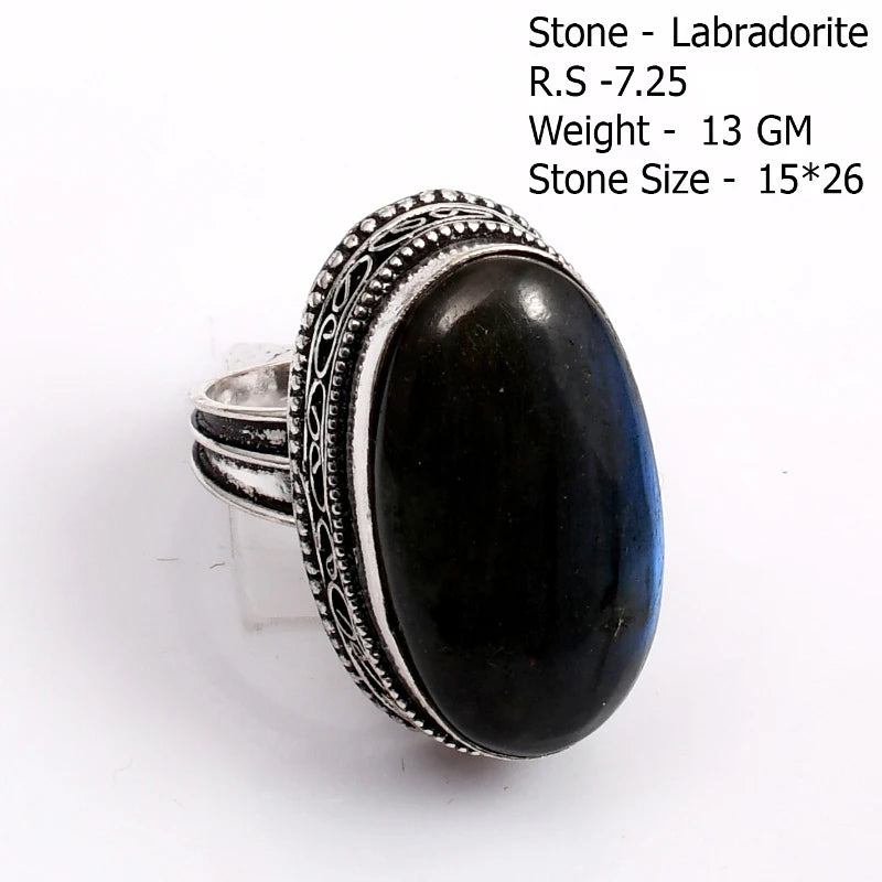 Genuine  Labradorite  Ring  Women Jewelry gift