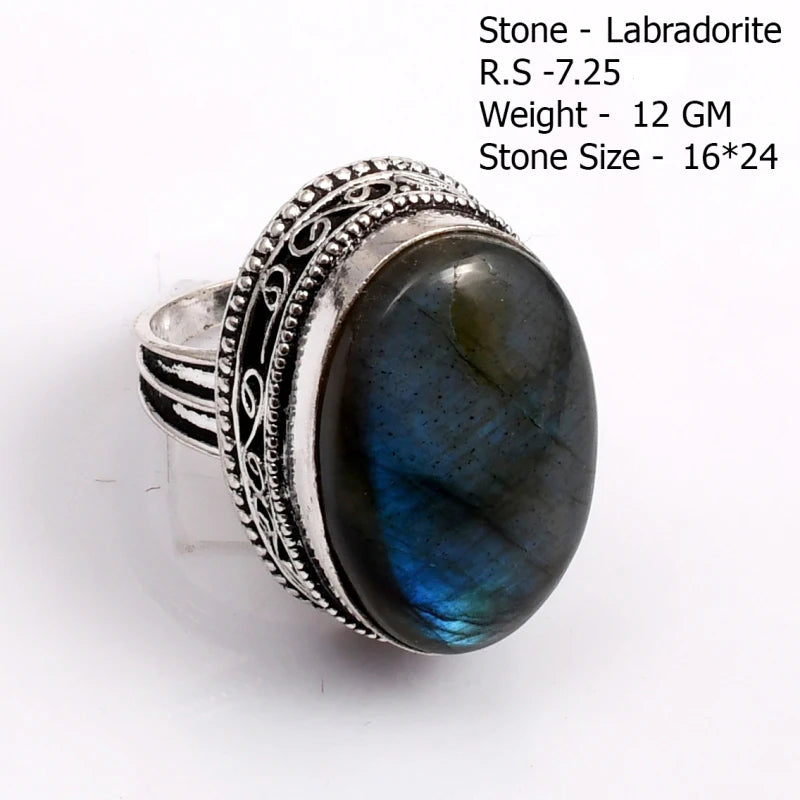 Genuine  Labradorite  Ring  Women Jewelry gift
