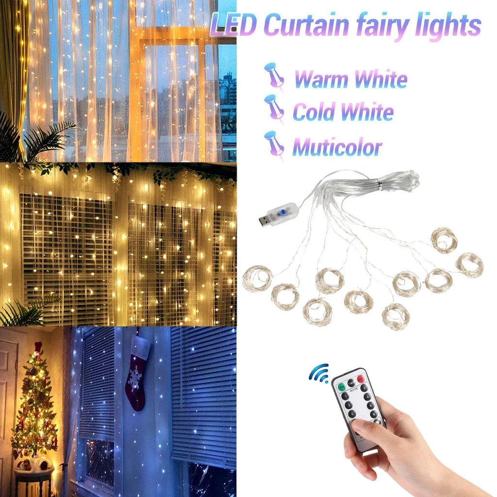 Merry Christmas LED Curtain Garland