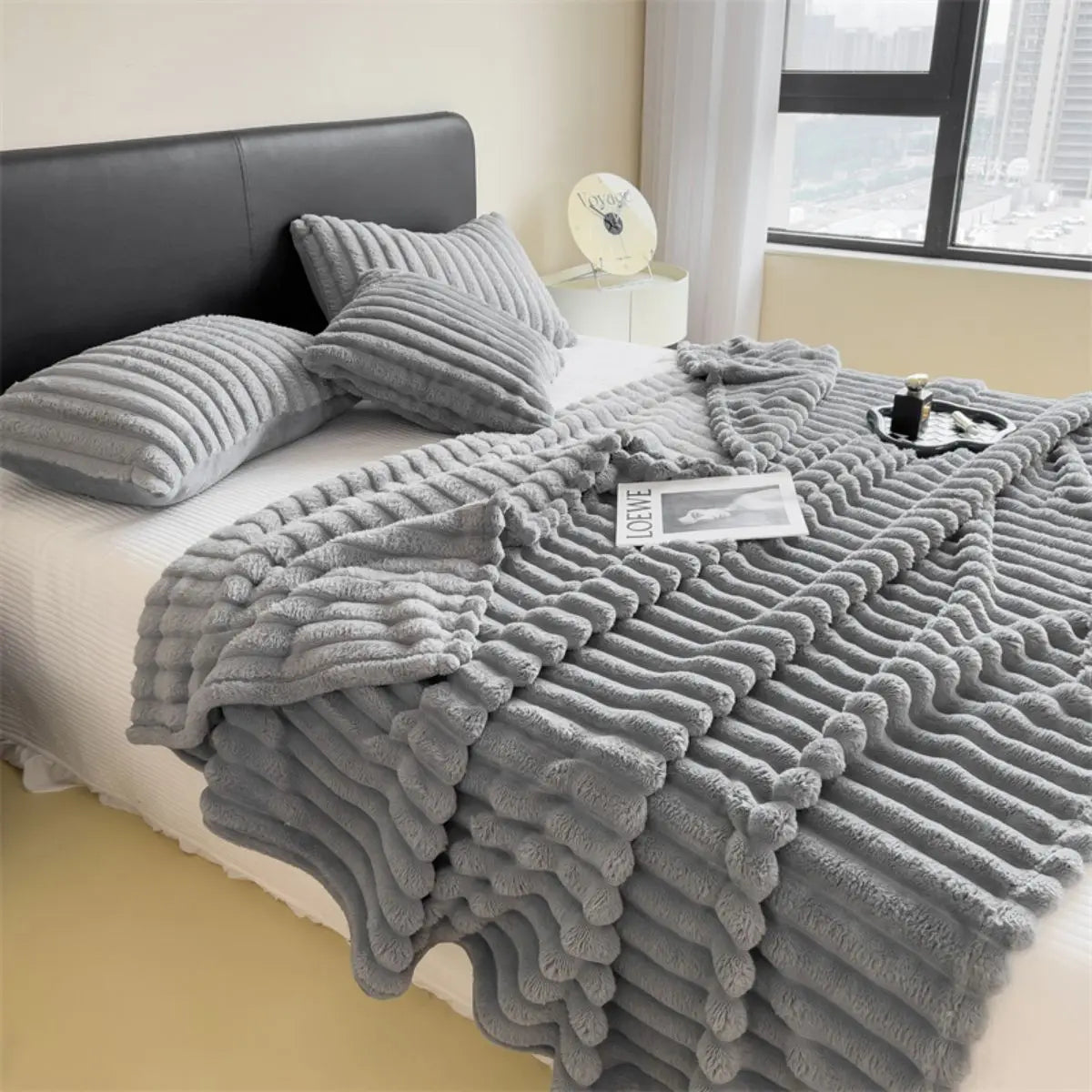 Cozy Striped Bed & Nap Blanket
