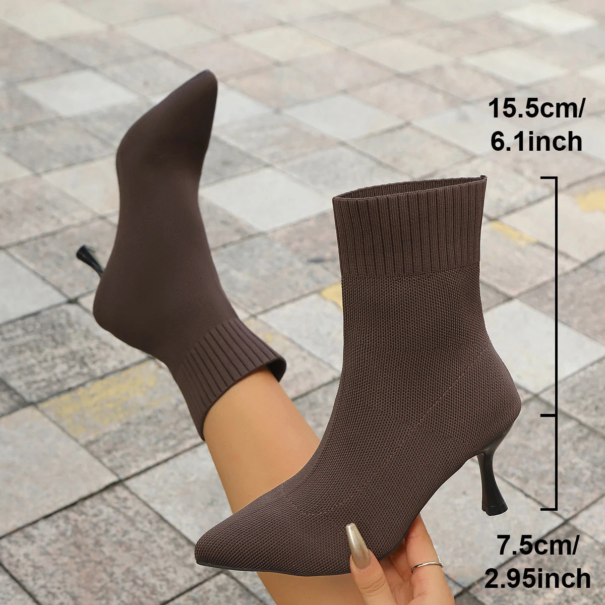 Spring Autumn Women Ankle Boots Slip-On Sexy Chelsea Boots Women Luxury Stretch Fabric Women Socks Shoes Pointed Toe High Heels