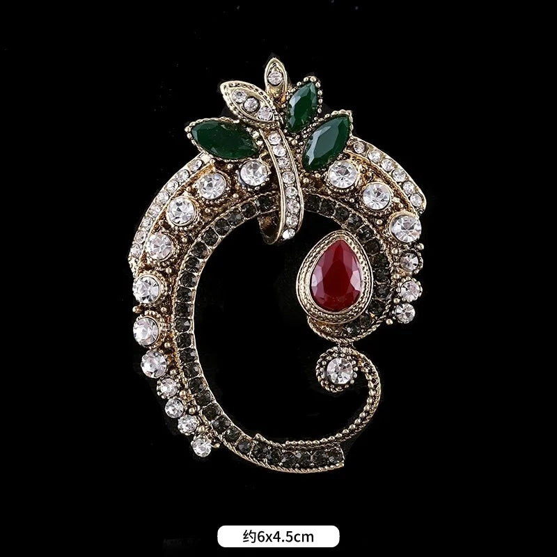 Baroque Style Vintage Women Men Fashion Crystal Brooches Pins Retro Palace Metal Badges Lapel Pin Unisex Party Corsage Jewelry