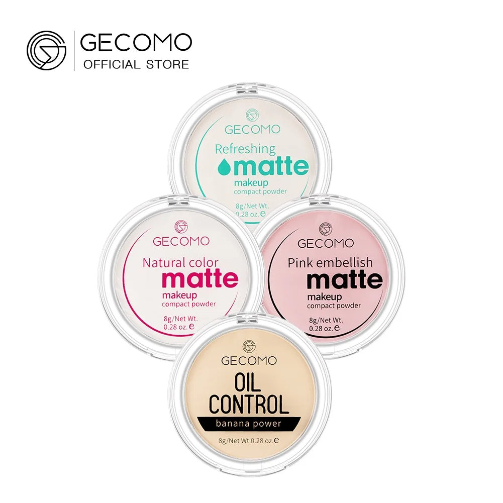 GECOMO Mattifying Compact Powder 12H Long Last Oil Control Silky Matt Makeup Setting Powder Translucent For All Skin Tones