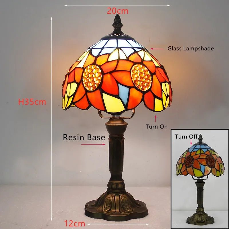 E27 Retro Baroque LED Table Lamps Mediterranean Vintage Stained Glass Bedroom Reading Cafe Bar Decor Desk Lights With EU/US Plug