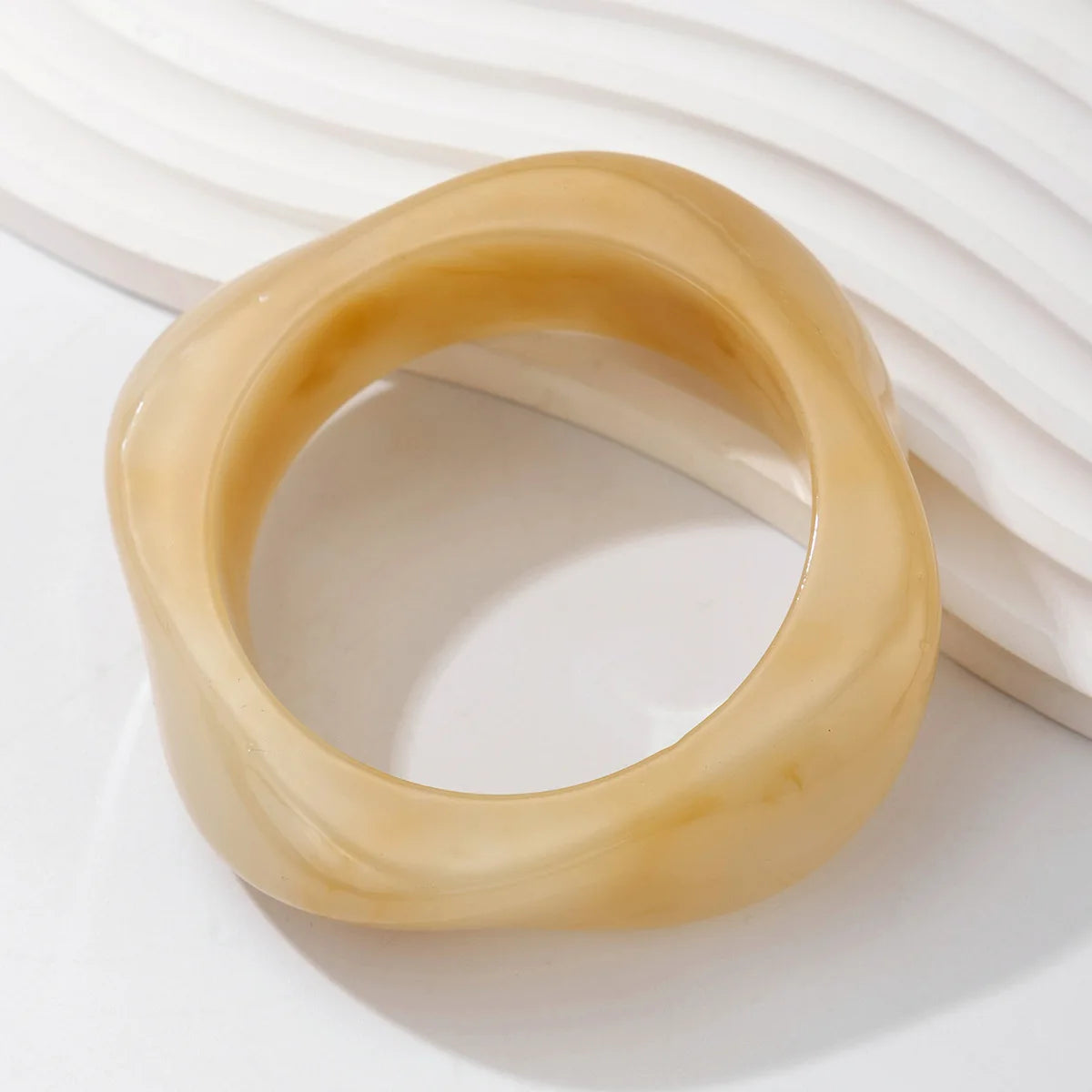 KMVEXO Vintage Punk Brown Coffee Thick Resin Acrylic Bangles Geometric Irregular Wide Cuff Bangle Bracelet For Women Men Jewelry