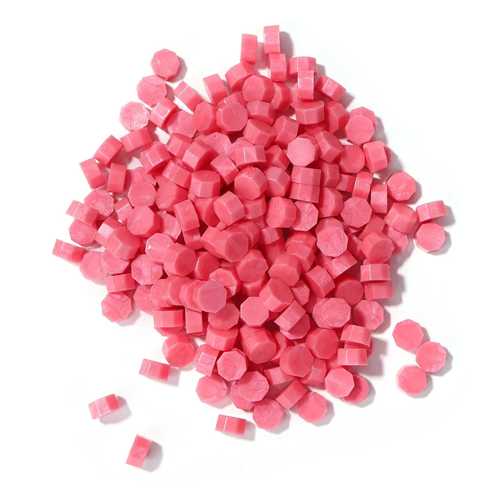 100pcs Octagon Red Sealing Wax Beads Retro Seal Stamp Beaded for Wedding Birthday Card Vintage Craft Envelope Letter Decor
