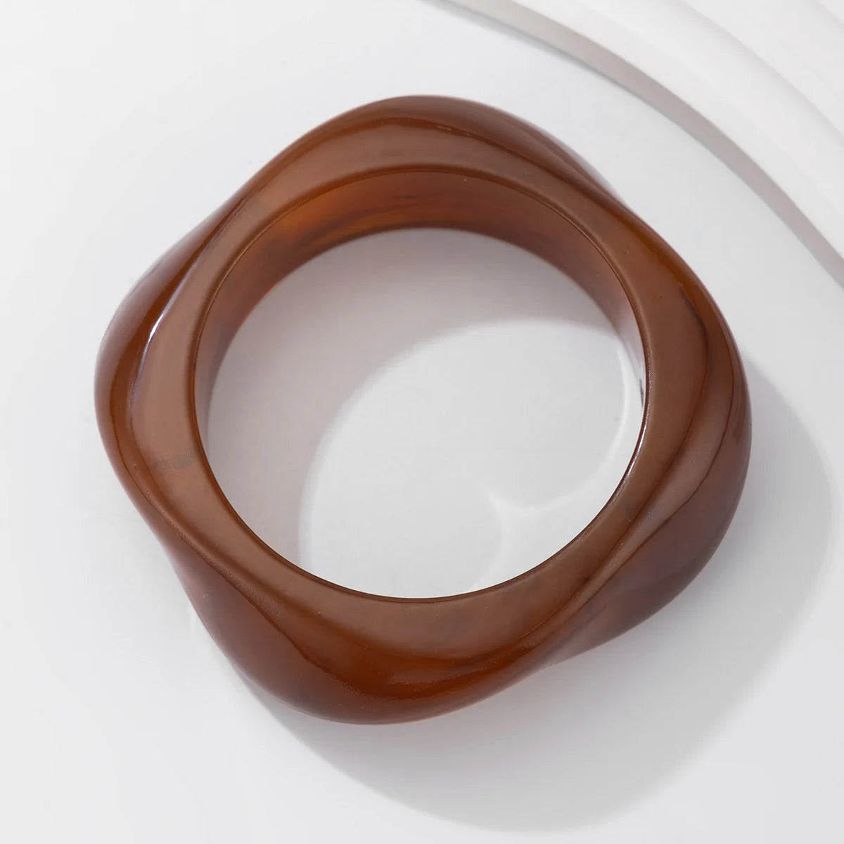 KMVEXO Vintage Punk Brown Coffee Thick Resin Acrylic Bangles Geometric Irregular Wide Cuff Bangle Bracelet For Women Men Jewelry