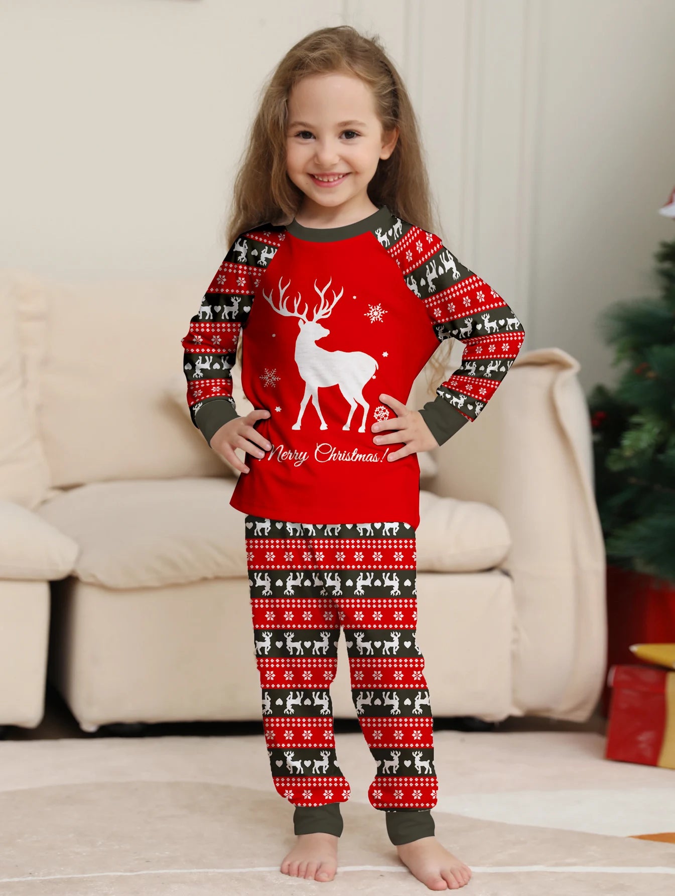 Family Christmas Pajama Sets - All - over Santa, Tree & Reindeer Prints, Cozy for Holidays