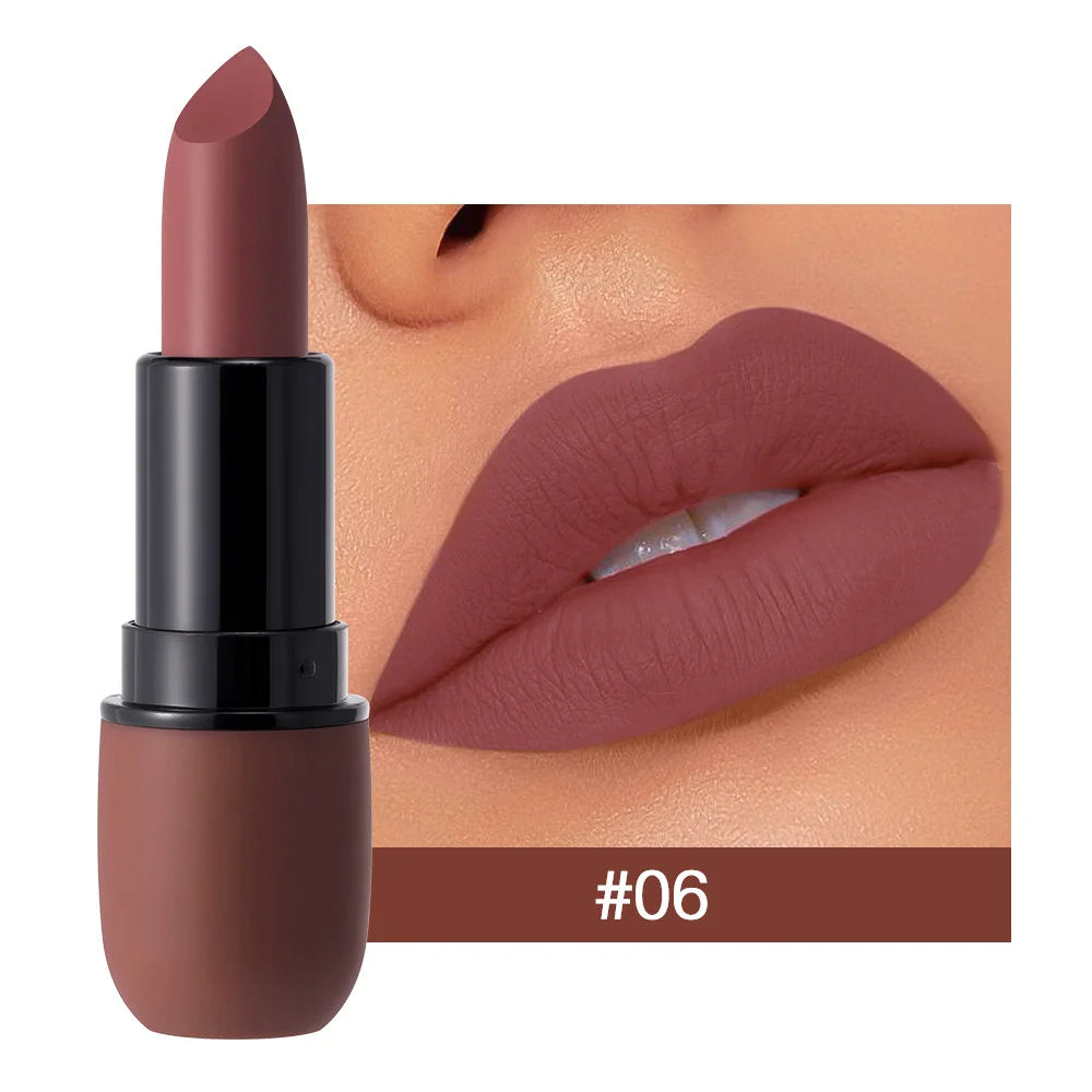 6-Color Matte Lipstick: Velvet Lip Color, Smooth, Waterproof, Long-Lasting Color Lip Makeup