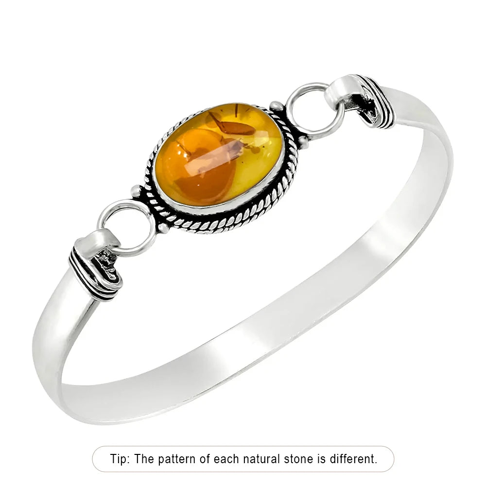 Vintage 925 Silver Natural Oval Moonstone Bangle Bracelets Handmade Birthstone Bangle Gifts Fine Jewelry for Women Men