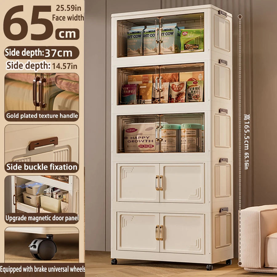 45/55/65cm Length Multifunction Storage Cabinet Large Capacity Foldable Easy-to-Install Storage Box Dustproof Wardrobe