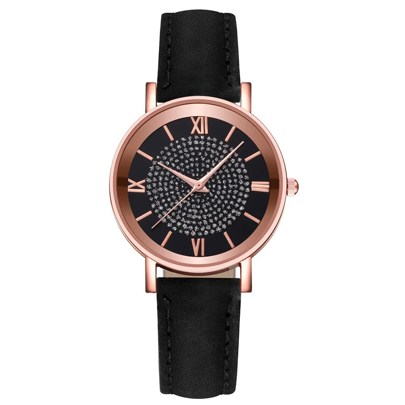 Fashion Arabic Dial Women's Watch Casual Leather Band Analog Quartz Watches