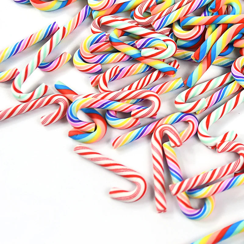 10/30/50Pcs Mini Candy Cane Christmas Decoration Red White Resin Candy DIY Crafts Xmas Pendant Navidad Home Decor 2025 New Year