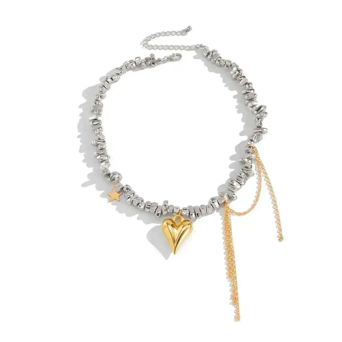 Ingemark 2025 Trendy Love Heart Pendant Necklace for Women Vintage Elegant Irregular CCB Beaded Choker Necklace Charm Jewelry