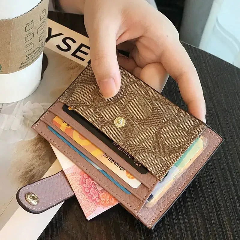 Monogram Ultra-thin Ins Style Card Holder Fashion Mini Short Envelope For Women Appliques Card&ID Wallet Credit Card Purse