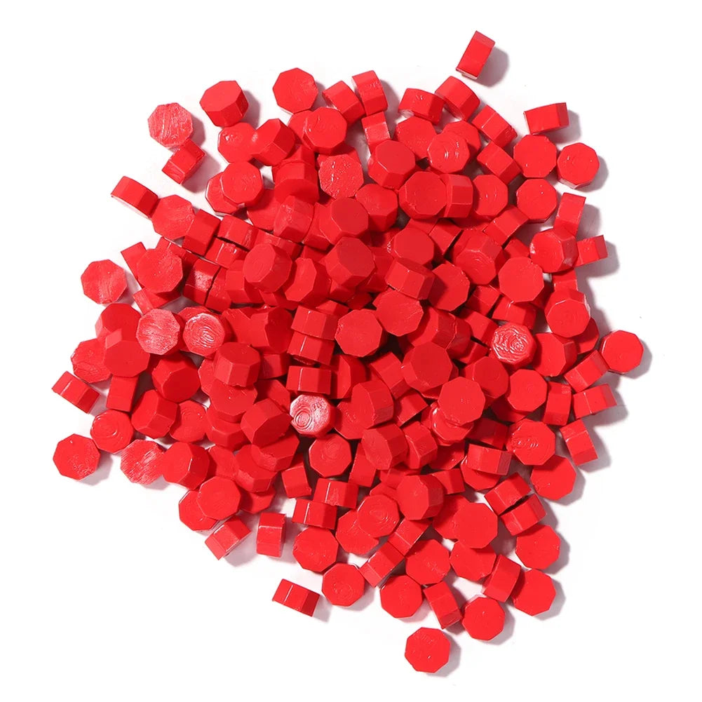 100pcs Octagon Red Sealing Wax Beads Retro Seal Stamp Beaded for Wedding Birthday Card Vintage Craft Envelope Letter Decor