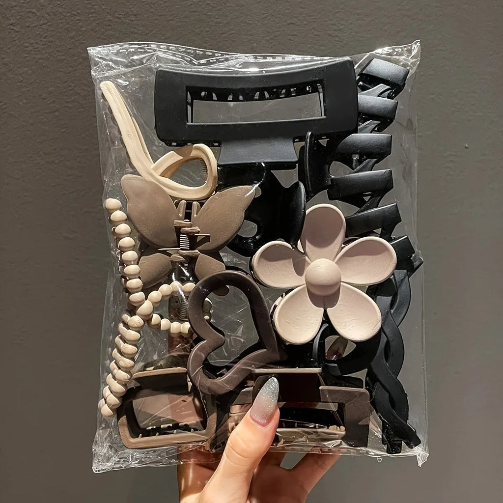 11pcs Women's High-End Frosted Shark Clip Set Back Head Hair Accessories Elegant Hairdressing Headwear