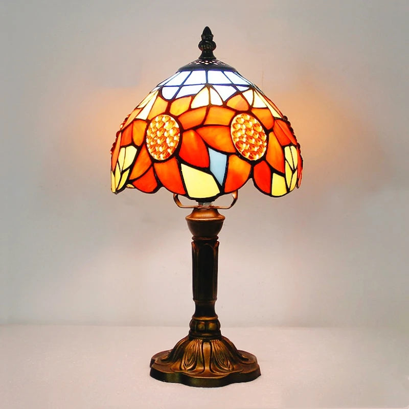 E27 Retro Baroque LED Table Lamps Mediterranean Vintage Stained Glass Bedroom Reading Cafe Bar Decor Desk Lights With EU/US Plug