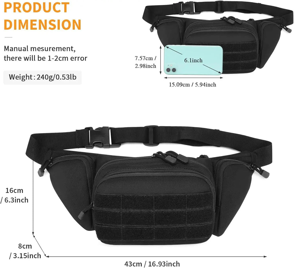 New Outdoor Multi functional Invisible Waist Attachment Bag for Men's Sports Storage Waist Bag Outdoor Tool Kit
