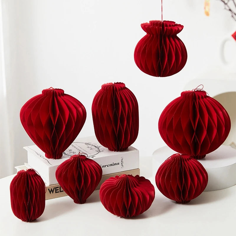 3D Christmas Decorations Christmas Tree New Year Hanging Pendants Paper Lantern 2026 Navidad Wedding New Year Decorations