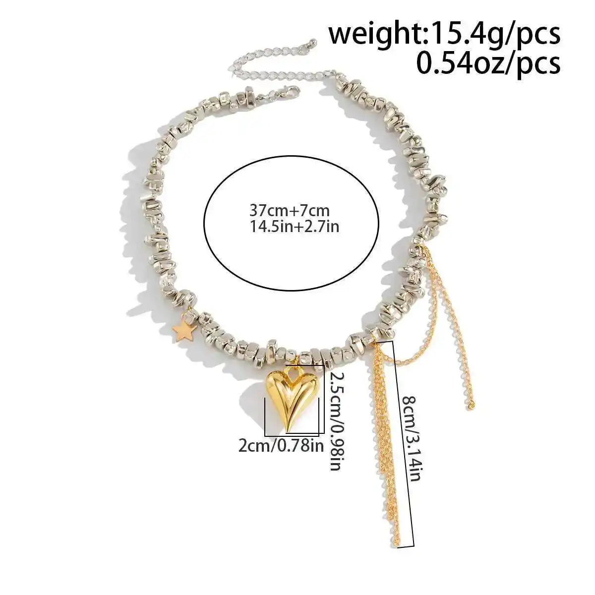 Ingemark 2025 Trendy Love Heart Pendant Necklace for Women Vintage Elegant Irregular CCB Beaded Choker Necklace Charm Jewelry