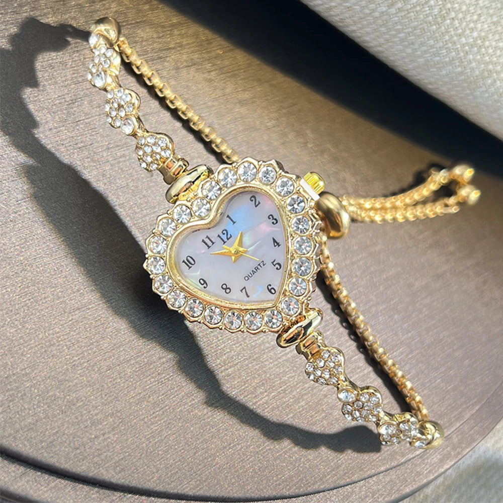 Fashion Heart Ribbon Strap Watch