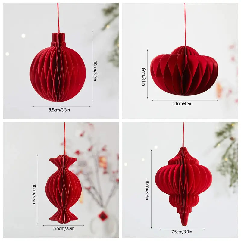 3D Christmas Decorations Christmas Tree New Year Hanging Pendants Paper Lantern 2026 Navidad Wedding New Year Decorations