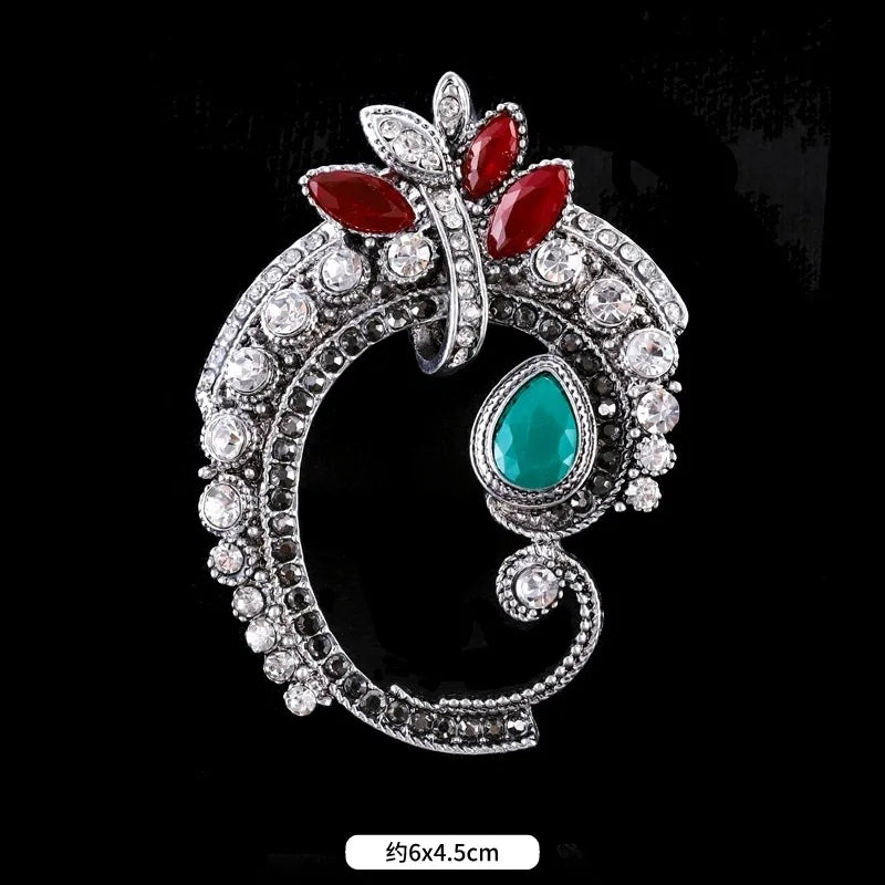 Baroque Style Vintage Women Men Fashion Crystal Brooches Pins Retro Palace Metal Badges Lapel Pin Unisex Party Corsage Jewelry