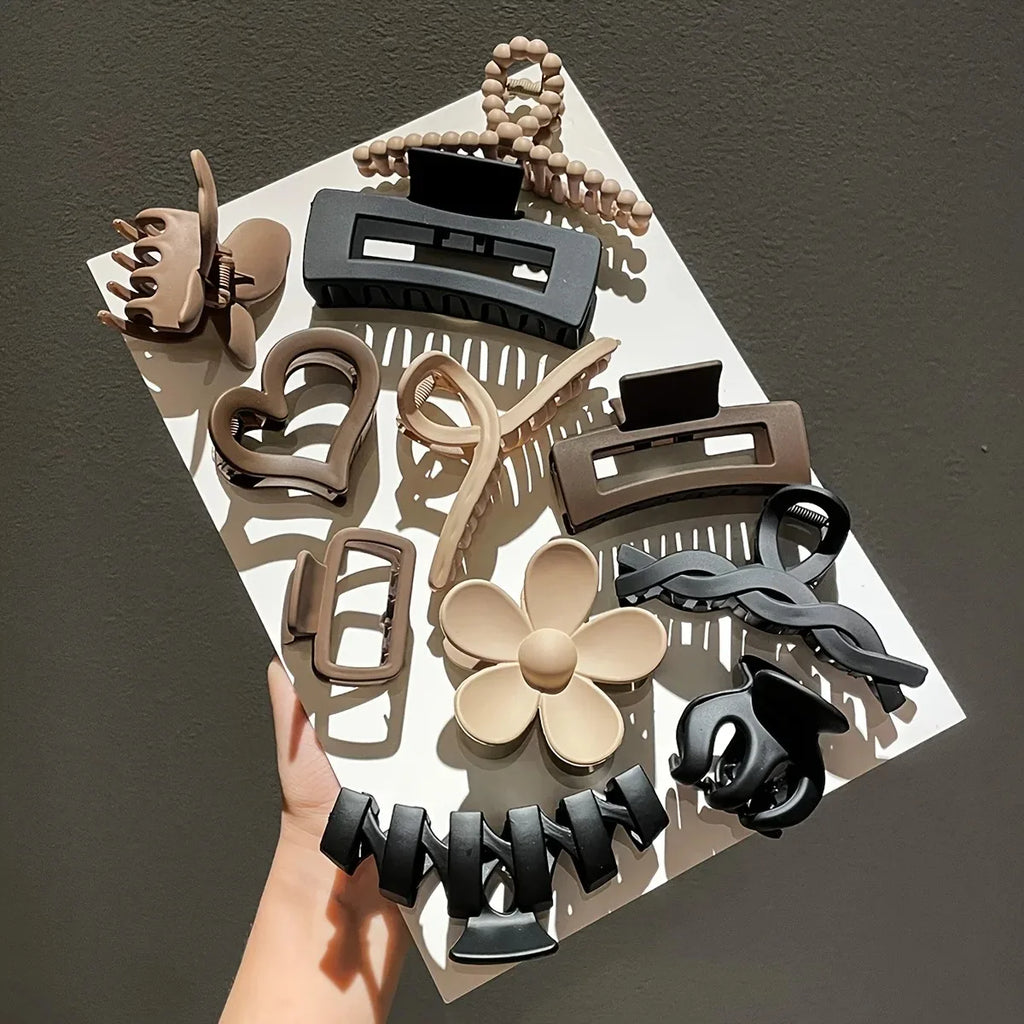 11pcs Women's High-End Frosted Shark Clip Set Back Head Hair Accessories Elegant Hairdressing Headwear