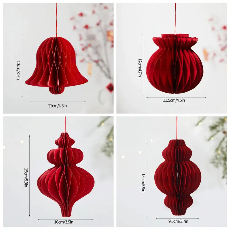 3D Christmas Decorations Christmas Tree New Year Hanging Pendants Paper Lantern 2026 Navidad Wedding New Year Decorations