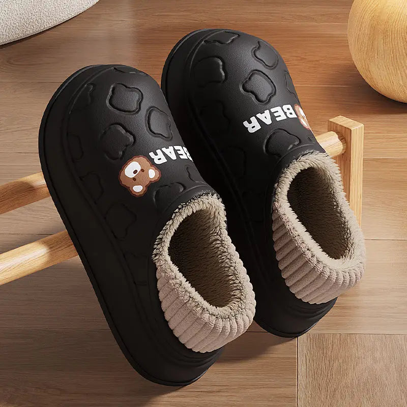 Waterproof Cotton Slippers for Women Men Winter Outdoor Indoor Home Plush Warm Thick Sole Anti slip Cotton Shoes for Couple