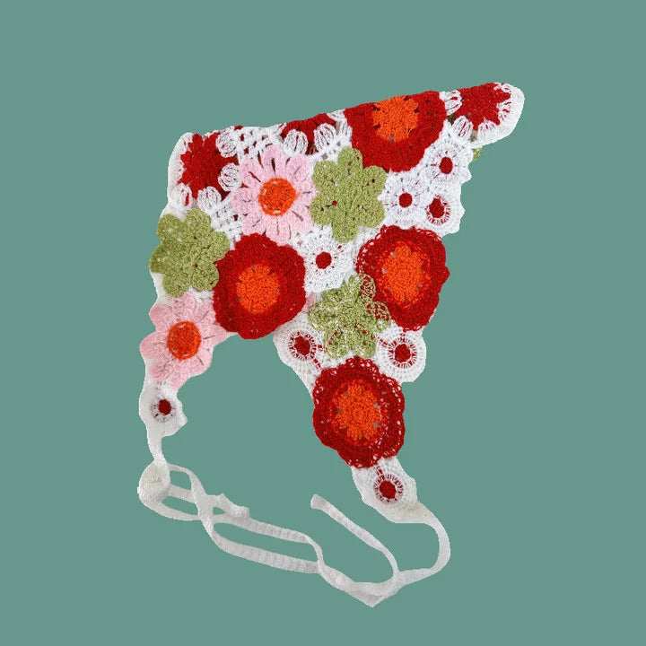 Elegant Knitted Triangle Scarf Headband for Women Fashion Girl strawberry Versatile pattern Hair Band Hair Accessory