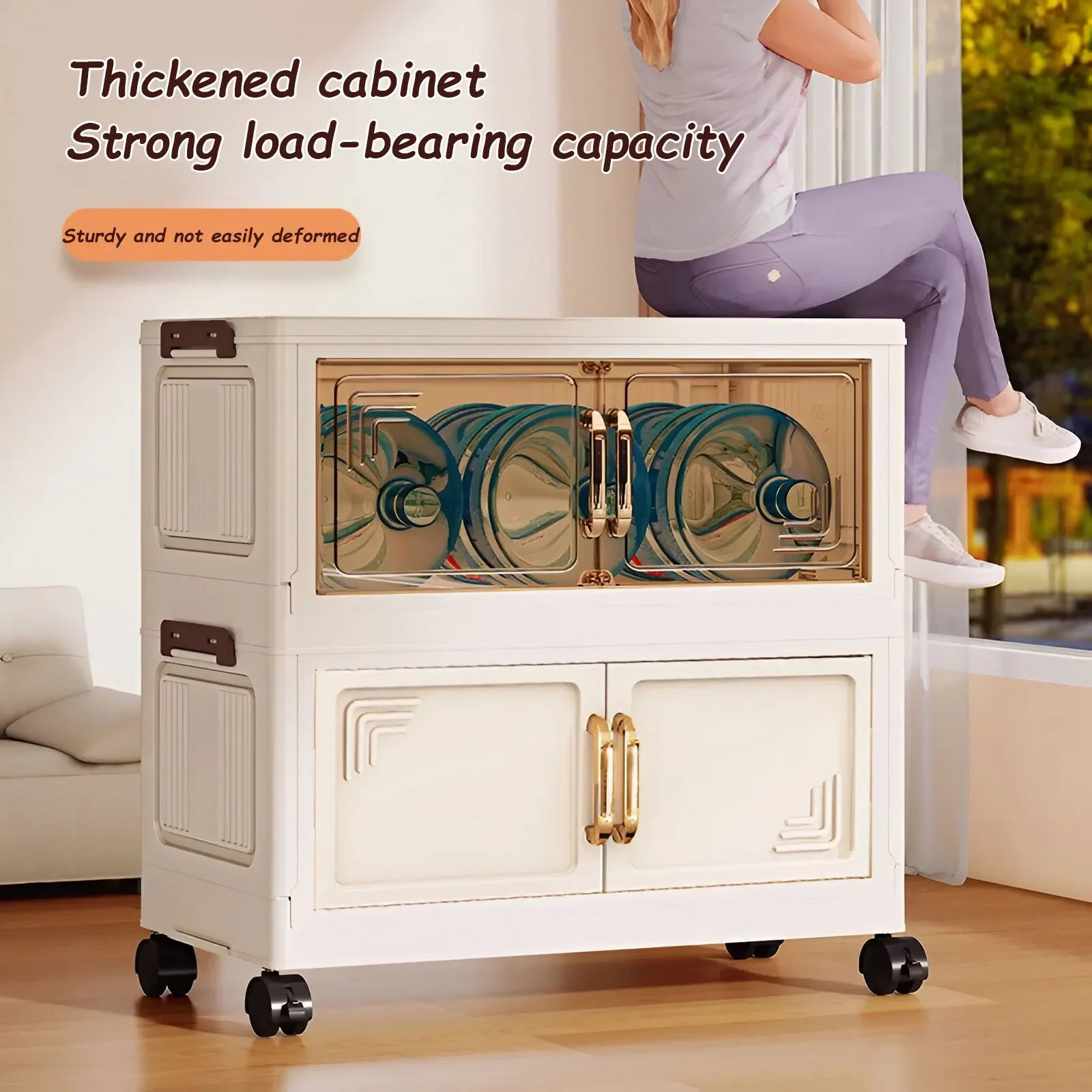 45/55/65cm Length Multifunction Storage Cabinet Large Capacity Foldable Easy-to-Install Storage Box Dustproof Wardrobe