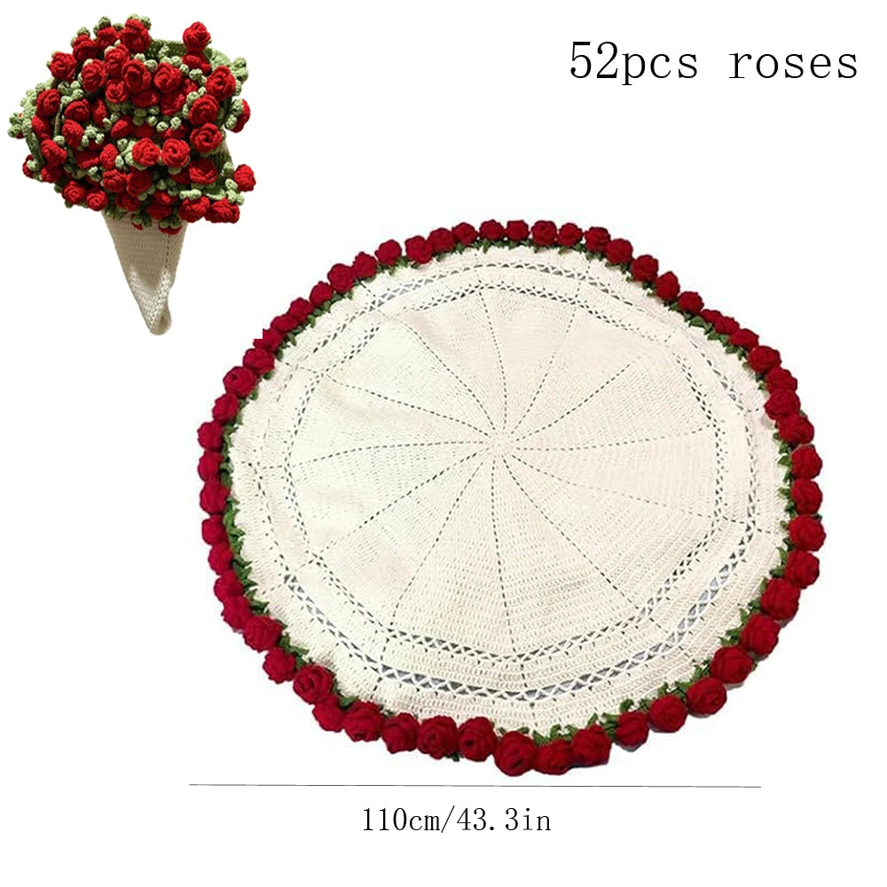 1pcs Finished Flower Bouquet Blanket Soft and Lightweight Knitted Throw Blankets for Birthday Wedding Valentine’s Day Home Decor