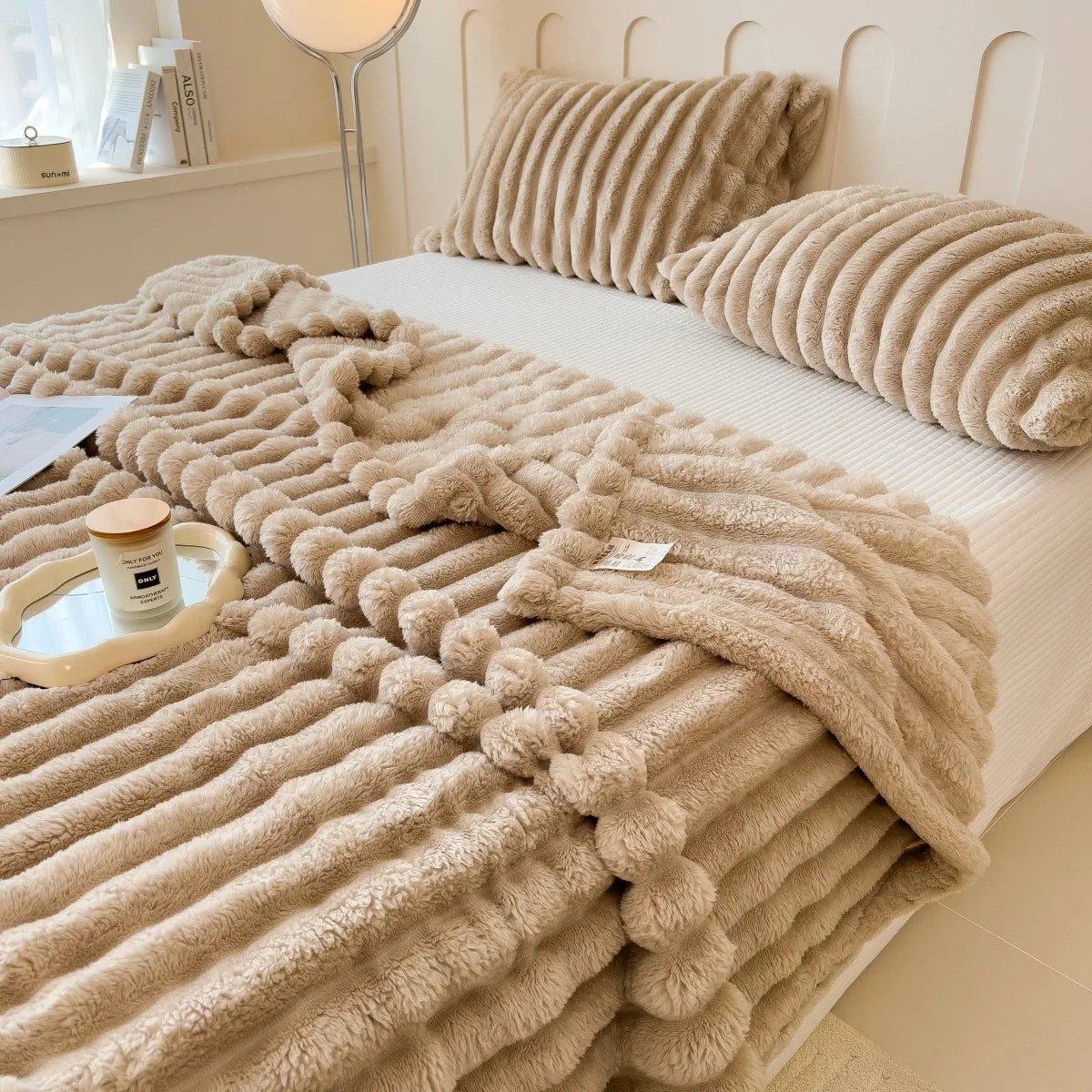 Cozy Striped Bed & Nap Blanket