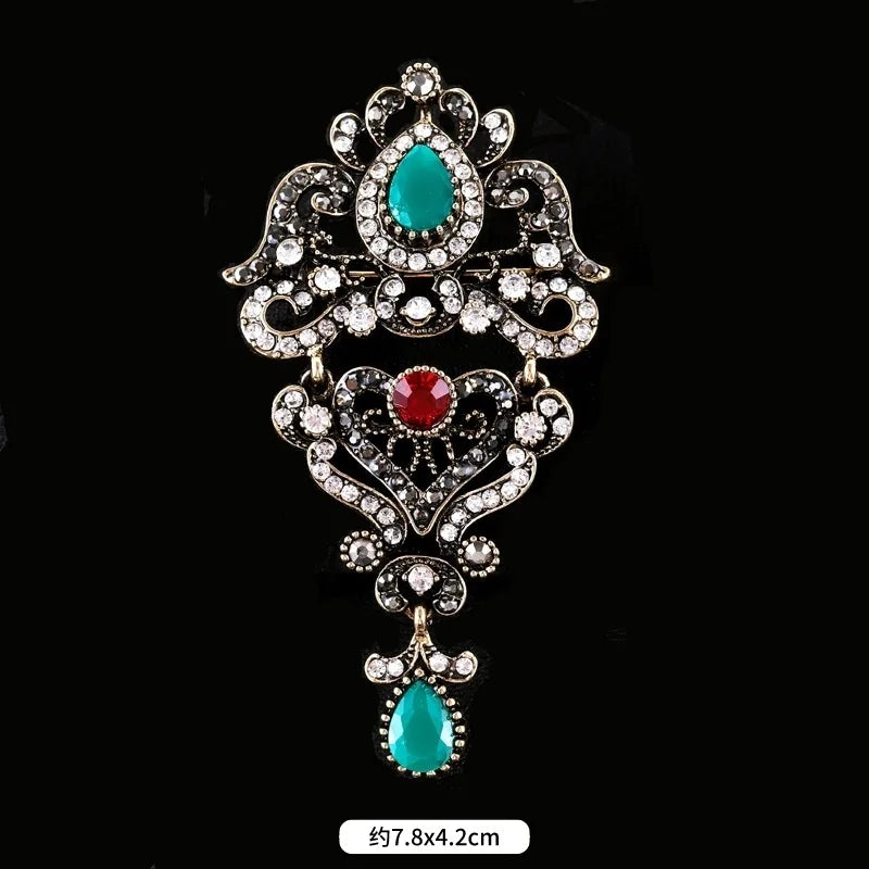 Baroque Style Vintage Women Men Fashion Crystal Brooches Pins Retro Palace Metal Badges Lapel Pin Unisex Party Corsage Jewelry