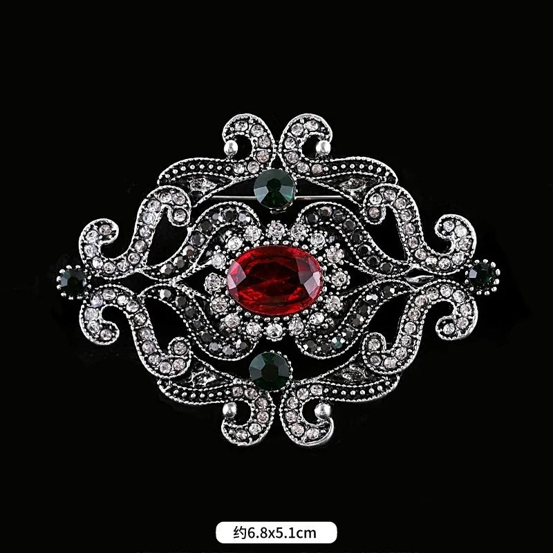 Baroque Style Vintage Women Men Fashion Crystal Brooches Pins Retro Palace Metal Badges Lapel Pin Unisex Party Corsage Jewelry