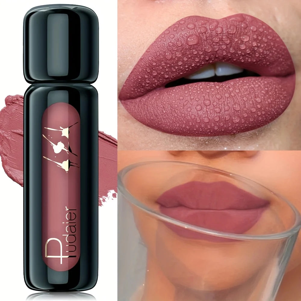 1pc Matte Velvet Lip Gloss, Highly Saturated Liquid Lip Mud, Non-Stick Long Lasting, All Skin Tones Compatible,Mother's Day Gift
