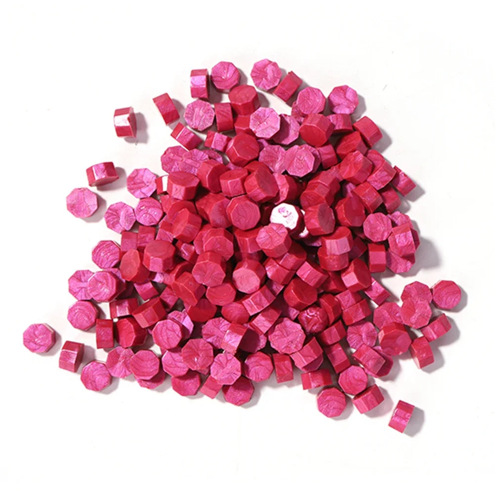 100pcs Octagon Red Sealing Wax Beads Retro Seal Stamp Beaded for Wedding Birthday Card Vintage Craft Envelope Letter Decor