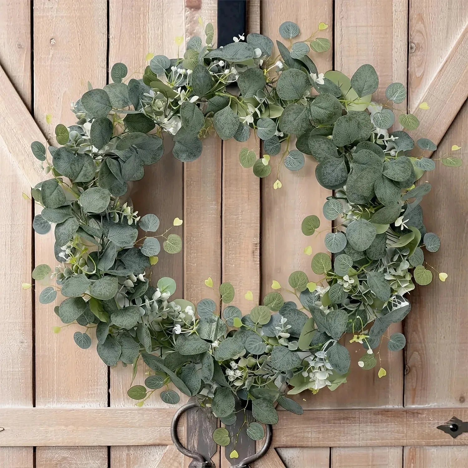 1pc Artificial Eucalyptus Leaves Greenery Garland Faux Plant Spring Vines With White Flowers Berries Wedding Home Party Decor