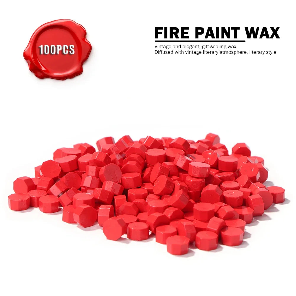 100pcs Octagon Red Sealing Wax Beads Retro Seal Stamp Beaded for Wedding Birthday Card Vintage Craft Envelope Letter Decor