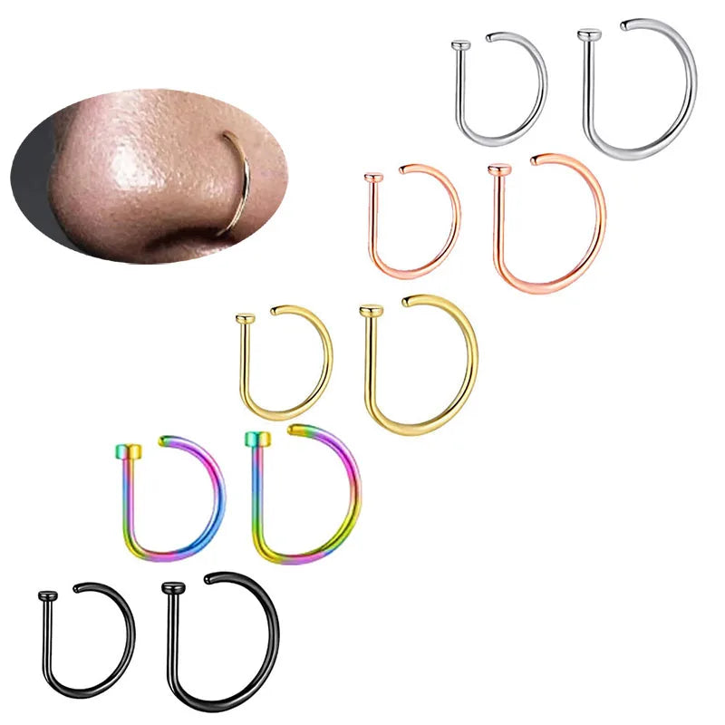 Fake Piercing Nose Rings for Women Men