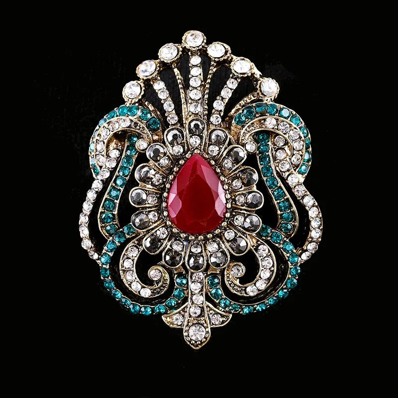 Baroque Style Vintage Women Men Fashion Crystal Brooches Pins Retro Palace Metal Badges Lapel Pin Unisex Party Corsage Jewelry